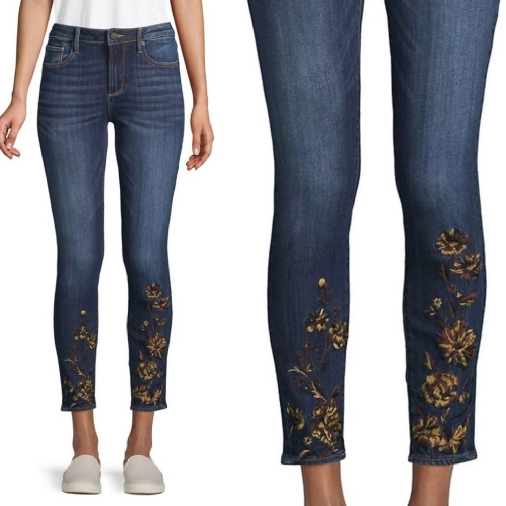 Driftwood Jackie Embroidered Jeans Skinny Mid Rise Stretch Womens Size 26W 28L